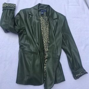 Faux green leather blazer